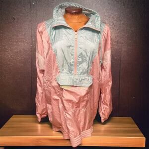 VINTAGE 90s Pastel Windbreaker Colorblock Pink Blue Cotton Candy Milano Size L